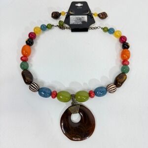Colorful‎ Beaded Necklace & Earrings Set Retro Boho Vintage Statement